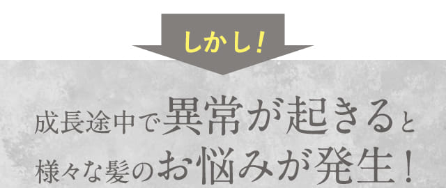 成長途中で異常が起きると様々な髪のお悩みが発生！